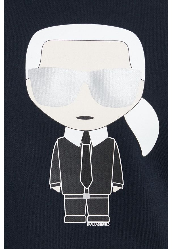 Karl Lagerfeld bluza bawełniana męska kolor granatowy z nadrukiem. Kolor: niebieski. Materiał: bawełna. Wzór: nadruk