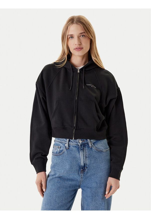 Tommy Jeans Bluza Linear DW0DW21163 Czarny Boxy Fit. Kolor: czarny. Materiał: bawełna