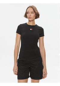 Tommy Jeans T-Shirt DW0DW17881 Czarny Slim Fit. Kolor: czarny. Materiał: bawełna #1