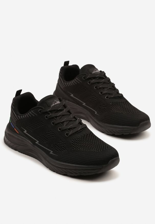 Born2be - Czarne Buty Sportowe Sneakersy z Perforacją Ziraline. Okazja: na co dzień. Kolor: czarny. Szerokość cholewki: normalna