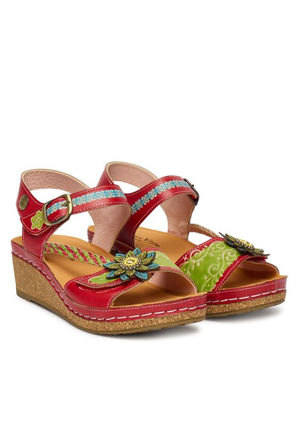 Laura Vita Sandały Facscineo 09 Czerwony. Kolor: czerwony. Materiał: skóra