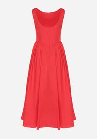 Born2be - Czerwona Bawełniana Sukienka o Rozkloszowanym Kroju Halowena. Okazja: na spacer, na co dzień. Kolor: czerwony. Materiał: bawełna. Typ sukienki: proste. Styl: casual #3