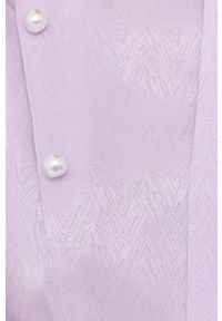 Custommade bluzka Bibbi damska kolor fioletowy gładka. Typ kołnierza: kołnierzyk stójkowy. Kolor: fioletowy. Długość rękawa: długi rękaw. Długość: krótkie. Wzór: gładki #5