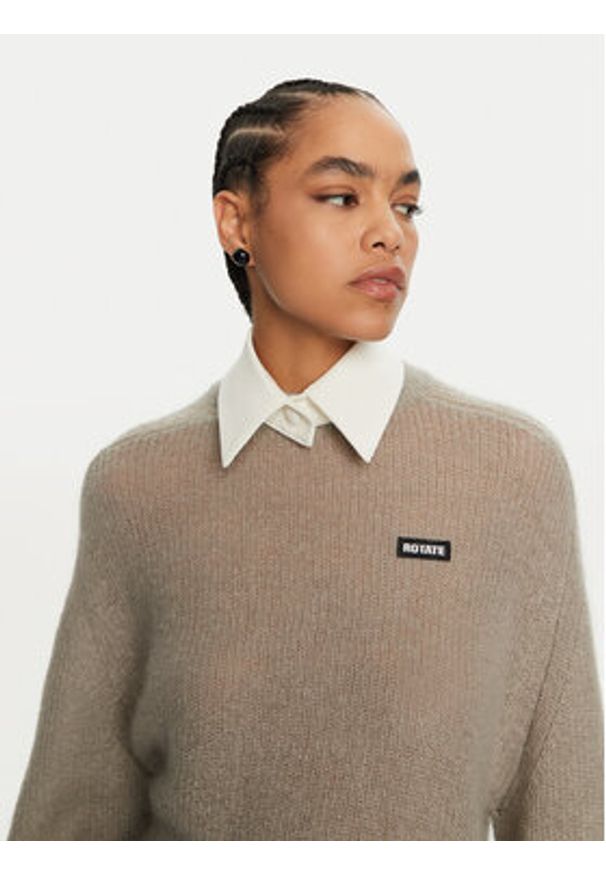 ROTATE Sweter Brandy 1128671125 Szary Regular Fit. Kolor: szary. Materiał: wełna, syntetyk
