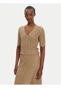 TwinSet - TWINSET Sweter 251TT3194 Beżowy Slim Fit. Kolor: beżowy. Materiał: wiskoza #1