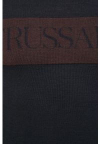 Trussardi Jeans - Trussardi sweter z domieszką wełny męski kolor czarny lekki. Typ kołnierza: kaptur. Kolor: czarny. Materiał: wełna #3