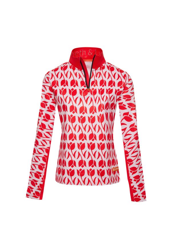 GARETH & LUCAS - Bluza narciarska Damska Gareth & Lucas The One Hundred and Sixteen. Kolor: czerwony, różowy, wielokolorowy. Materiał: poliester, elastan. Sezon: zima. Sport: narciarstwo