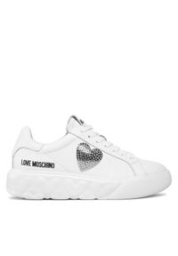 Love Moschino - LOVE MOSCHINO Sneakersy JA15014G1IIA0100 Biały. Kolor: biały. Materiał: skóra