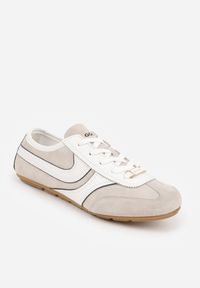 Born2be - Beżowe Zamszowe Sneakersy w Stylu Kultowych Tenisówek Sorisana. Okazja: na co dzień, do pracy. Kolor: beżowy. Materiał: zamsz #9