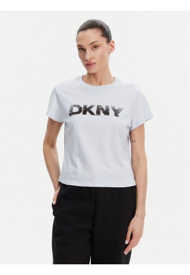 DKNY T-Shirt DP4T1035 Błękitny Regular Fit. Kolor: niebieski. Materiał: bawełna