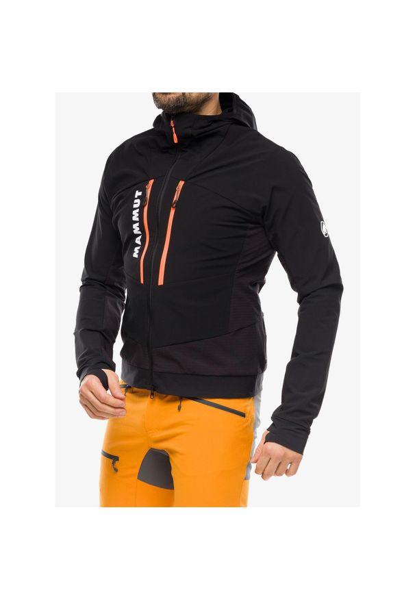 Kurtka softshell męska Mammut Aenergy SO Hybrid Hooded Jacket. Kolor: czarny. Materiał: softshell