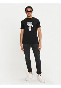 Karl Lagerfeld - KARL LAGERFELD T-Shirt 755066 544242 Czarny Regular Fit. Typ kołnierza: dekolt w karo. Kolor: czarny. Materiał: bawełna #2