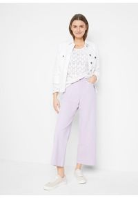 bonprix - Sweter oversize. Kolor: biały. Materiał: len. Wzór: ażurowy