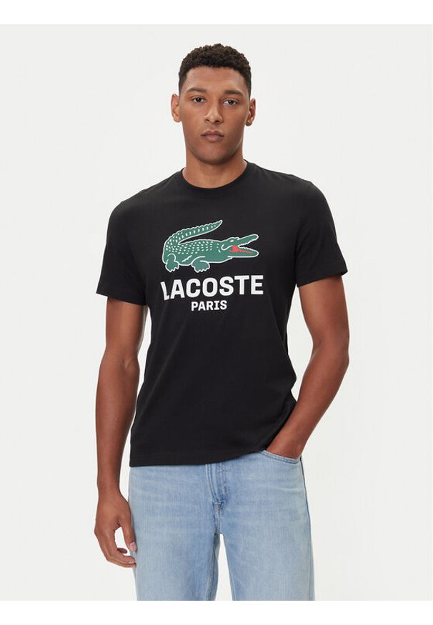 Lacoste T-Shirt TH5634 Czarny Regular Fit. Kolor: czarny. Materiał: bawełna
