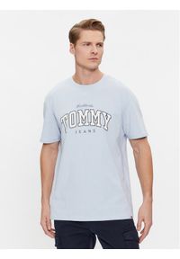 Tommy Jeans T-Shirt Varsity DM0DM18287 Błękitny Regular Fit. Kolor: niebieski. Materiał: bawełna