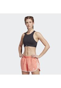 Adidas - Running Medium-Support Bra. Kolor: czarny. Materiał: materiał. Sport: bieganie