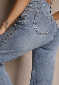 Renee - Jasnoniebieskie Jeansy High Waist o Szerokim Kroju Ulanira. Okazja: na co dzień. Stan: podwyższony. Kolor: niebieski. Styl: elegancki, casual #3