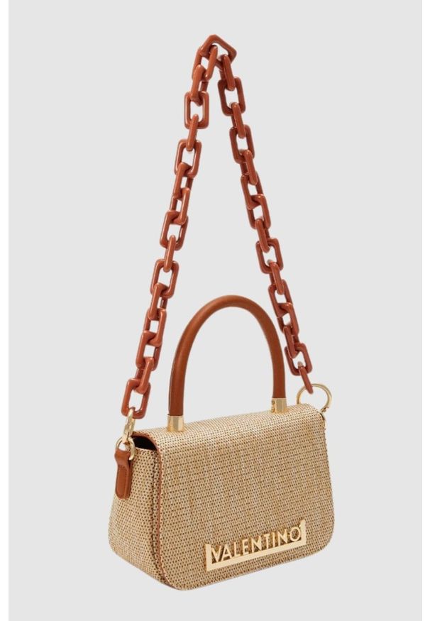 Valentino by Mario Valentino - VALENTINO Brązowa torebka Copacaban Satchel. Kolor: brązowy. Wzór: paski. Rozmiar: małe