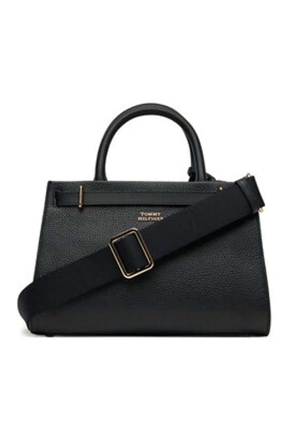 TOMMY HILFIGER - Tommy Hilfiger Torebka American Icon Mini Tote Leather AW0AW17188 Czarny. Kolor: czarny. Materiał: skórzane