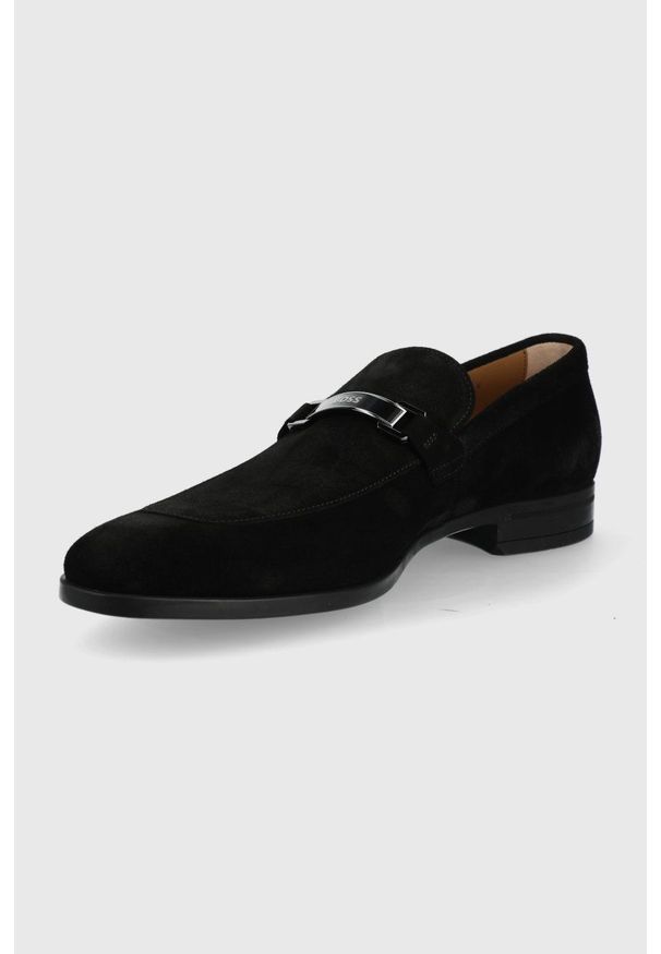 BOSS mokasyny zamszowe Kensington męskie kolor czarny. Kolor: czarny. Materiał: zamsz