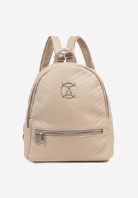 Born2be - Beżowy Plecak Elegancki z Pikowaniem i Logo Iiloevi. Kolor: beżowy. Styl: elegancki