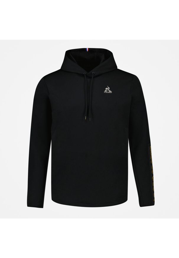 Le Coq Sportif - Bluza dresowa z kapturem sportowa męska TECH Hoody N°2. Typ kołnierza: kaptur. Kolor: czarny. Materiał: dresówka