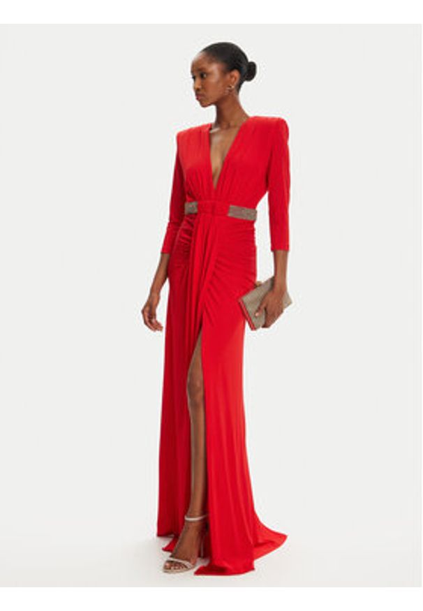 Babylon Sukienka wieczorowa S00862 Czerwony Regular Fit. Kolor: czerwony. Materiał: syntetyk. Styl: wizytowy