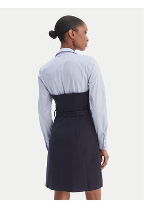 Morgan Sukienka koszulowa 261-RIVOL Granatowy Slim Fit. Kolor: niebieski. Materiał: syntetyk. Typ sukienki: koszulowe