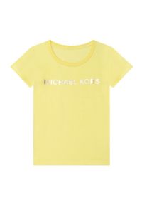 Michael Kors t-shirt bawełniany dziecięcy R15110.156 kolor żółty. Kolor: żółty. Materiał: bawełna. Długość rękawa: krótki rękaw. Długość: krótkie. Wzór: nadruk #1