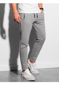 Ombre Clothing - Spodnie męskie dresowe P950 - szare - XXL. Kolor: szary. Materiał: dresówka. Styl: klasyczny #3
