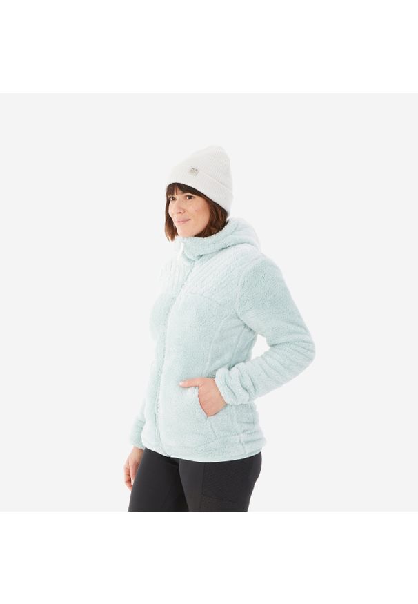 quechua - Polar turystyczny damski Quechua SH500 Warm. Kolor: zielony. Materiał: poliester, materiał. Długość: długie