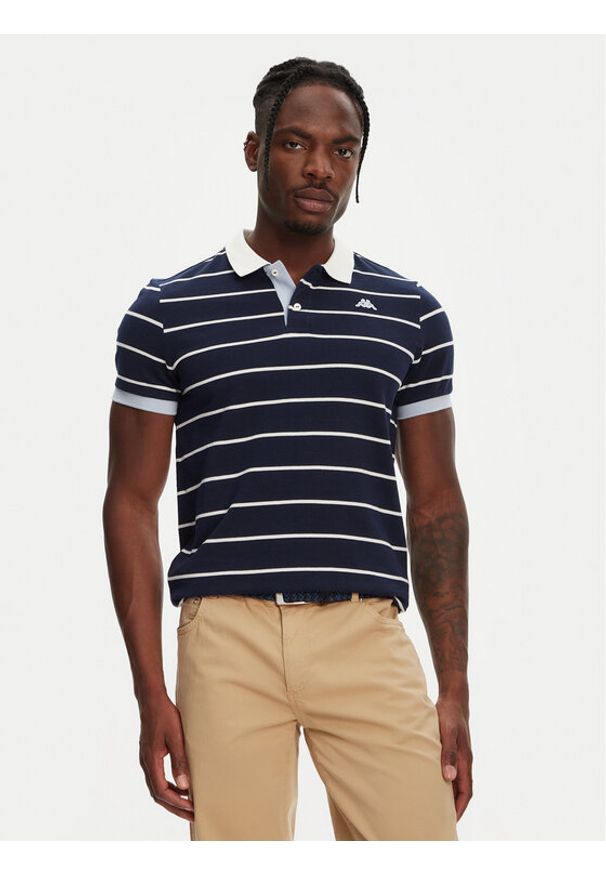Robe di Kappa Polo Masao 64131FW Granatowy Slim Fit. Typ kołnierza: polo. Kolor: niebieski. Materiał: bawełna
