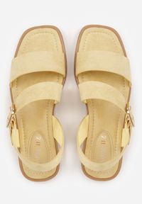 Renee - Żółte Sandały na Płaskiej Podeszwie ze Skośnym Paskiem i Klamerką Iphislia. Okazja: na co dzień. Zapięcie: pasek. Kolor: żółty. Obcas: na płaskiej podeszwie. Styl: casual, elegancki #3