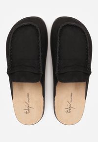 Renee - Czarne Klapki Mule na Podeszwie z Korka z Ozdobnymi Przeszyciami Chionessa. Okazja: na co dzień. Kolor: czarny. Styl: casual, retro #7