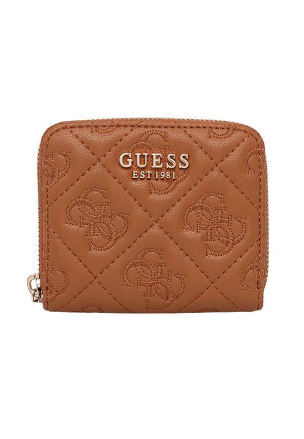 Guess - GUESS Brązowy portfel damski Adelasia. Kolor: brązowy. Materiał: skóra ekologiczna