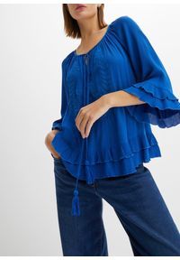 bonprix - Tunika z haftem. Kolor: niebieski. Wzór: haft. Styl: boho #3