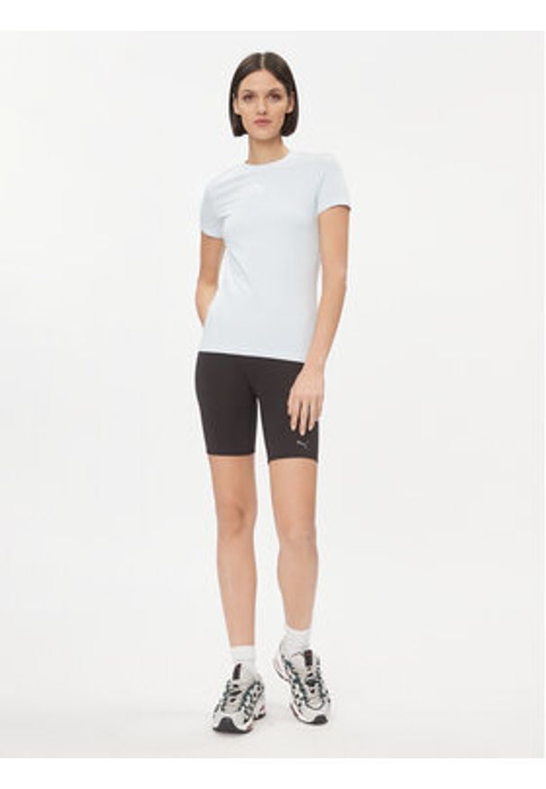 Puma T-Shirt Classics 535610 Błękitny Tight Fit. Kolor: niebieski. Materiał: bawełna