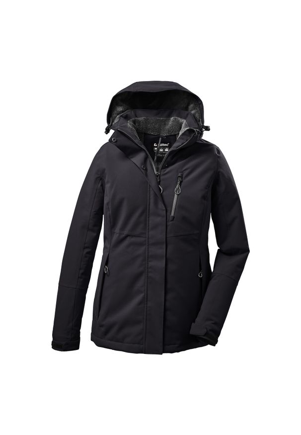 Damska wodoodporna kurtka z kapturem Killtec Kow 170. Typ kołnierza: kaptur. Kolor: czarny. Sport: turystyka piesza