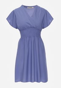 Renee - Granatowa Sukienka z Wiskozy Jadith. Okazja: na co dzień. Kolor: niebieski. Wzór: gładki. Typ sukienki: kopertowe. Materiał: wiskoza. Długość rękawa: krótki rękaw. Sezon: lato. Styl: casual. Długość: mini #3