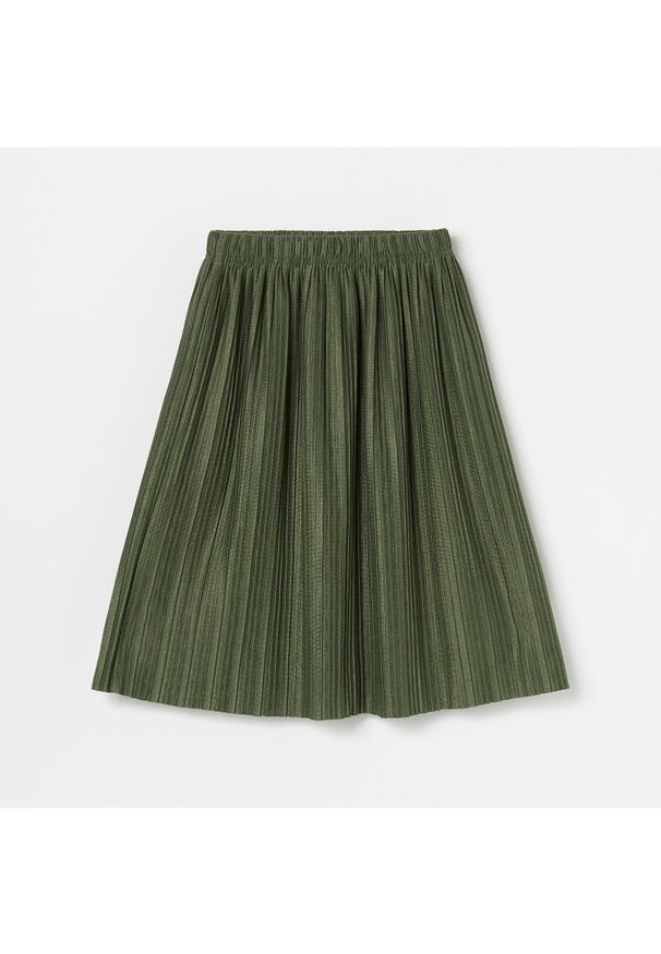 Reserved - Rozkloszowana plisowana spódnica - Zielony. Kolor: zielony