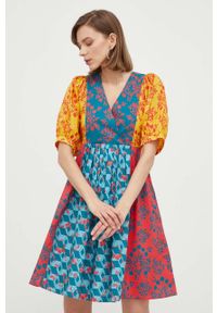 Weekend Max Mara sukienka bawełniana mini rozkloszowana. Materiał: bawełna. Długość rękawa: krótki rękaw. Typ sukienki: rozkloszowane. Długość: mini #1