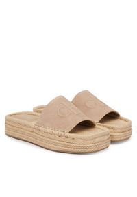 Calvin Klein Espadryle Flatf Espa Mule Nub Mg HW0HW02890 Beżowy. Kolor: beżowy. Materiał: skóra, nubuk #4