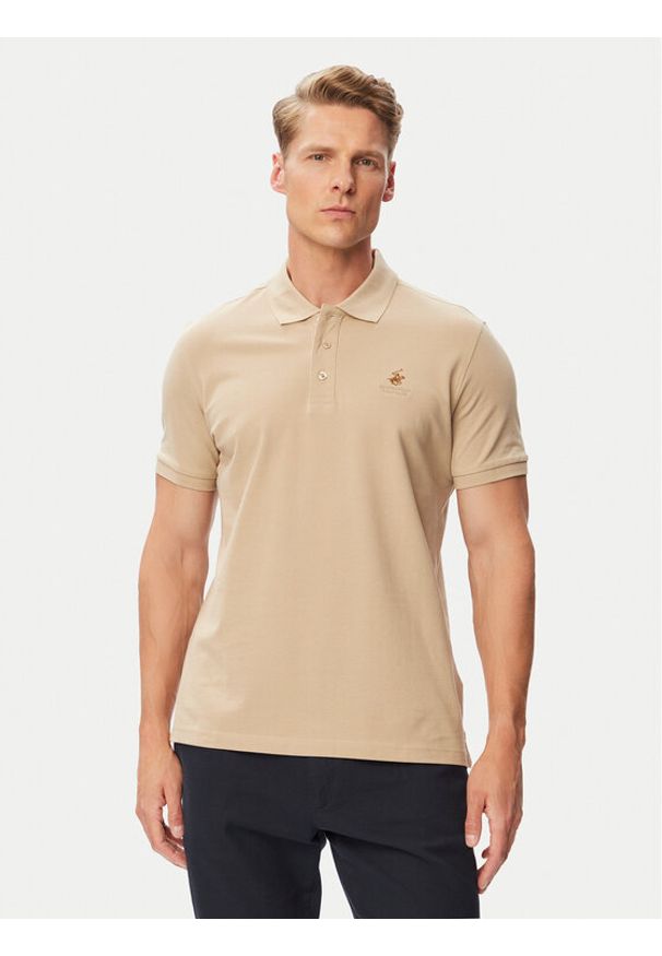 Beverly Hills Polo Club Polo P-SS26M-P450124 Beżowy Regular Fit. Typ kołnierza: polo. Kolor: beżowy. Materiał: bawełna