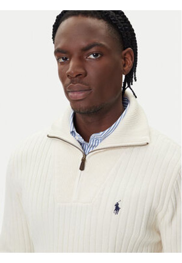 Polo Ralph Lauren Sweter 710974167003 Beżowy Regular Fit. Typ kołnierza: polo. Kolor: beżowy. Materiał: bawełna