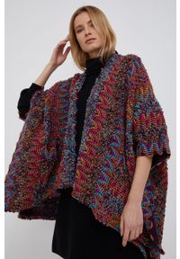 Desigual - Poncho. Kolor: fioletowy. Materiał: dzianina #1