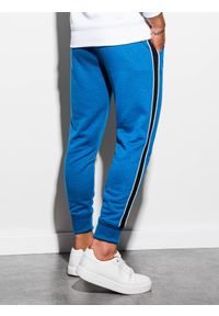 Ombre Clothing - Spodnie męskie dresowe joggery P898 - niebieskie - XXL. Kolor: niebieski. Materiał: dresówka. Wzór: gładki. Styl: elegancki #2