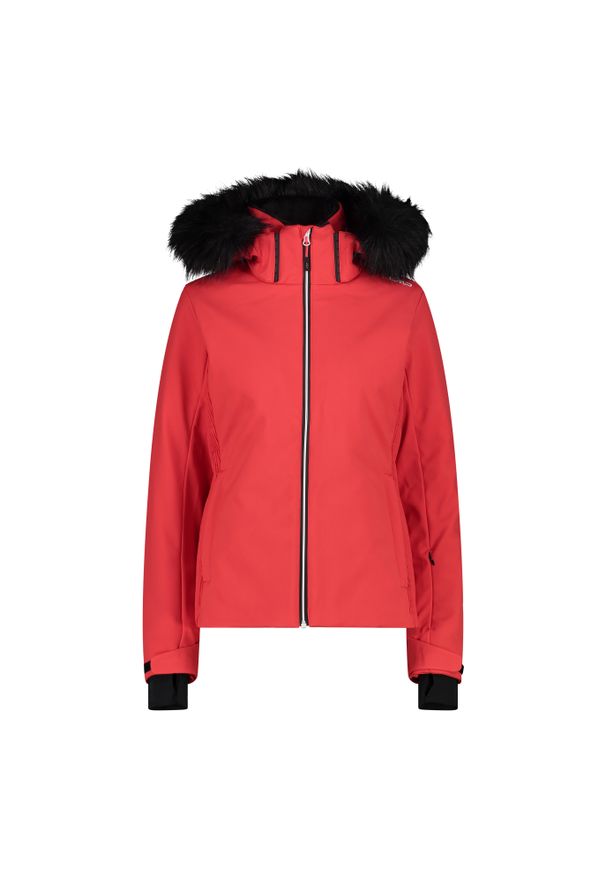 Kurtka damska narciarska CMP 34W4546F. Typ kołnierza: kaptur. Kolor: czerwony. Materiał: softshell. Sezon: zima. Sport: narciarstwo