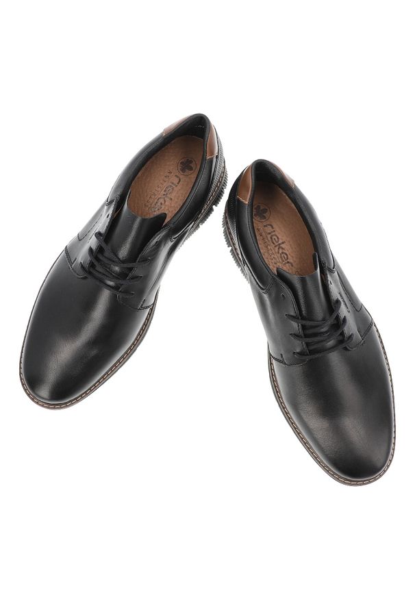 Czarne Półbuty Rieker Eleganckie Obuwie Męskie. Okazja: na co dzień. Kolor: czarny. Materiał: skóra. Styl: elegancki