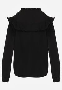 Renee - Czarna Koszula z Falbanami i Koronkowymi Wstawkami Eletoma. Typ kołnierza: kołnierz z falbankami. Kolor: czarny. Materiał: koronka. Wzór: koronka #2