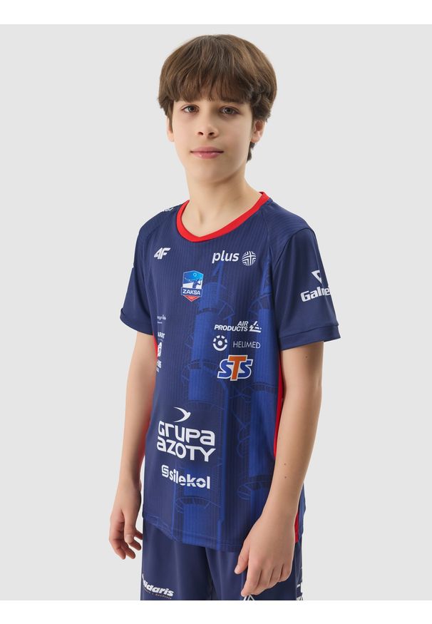 4f - 4F Koszulka replika wyjazdowa z sezonu 2023/24 dziecięca 4F x Grupa Azoty ZAKSA KK - multikolor 146/152 (10-12 lat). Kolor: wielokolorowy. Długość rękawa: krótki rękaw. Wzór: nadruk. Sezon: lato. Styl: retro